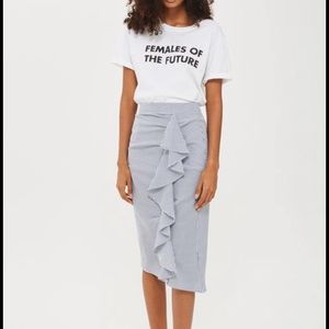 NWOT Topshop seersucker ruffle skirt